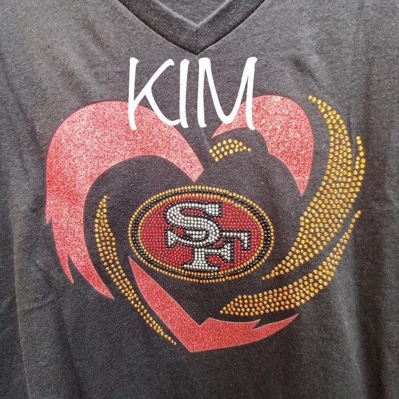 Women's V-Neck "49ers" Rhinestone Tee - Picture 2 of 2